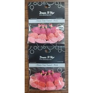 Dress It Up Jesse James SHAG THREE TIER TASSEL Pink Lot Of 2 Pkg A4